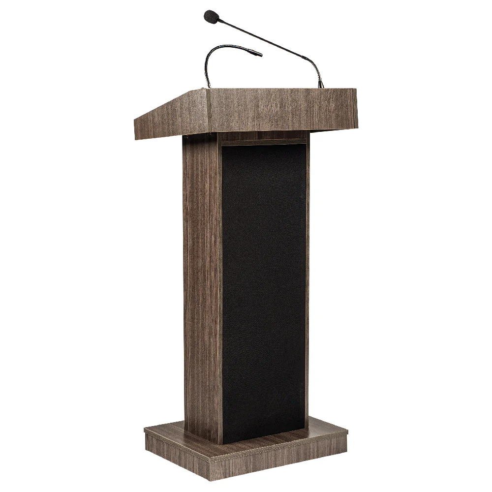 National Public Seating 800X-XX 22 Inch Oklahoma Sound Orator Lectern Wood Floor Model with Inset Shelf and Caster