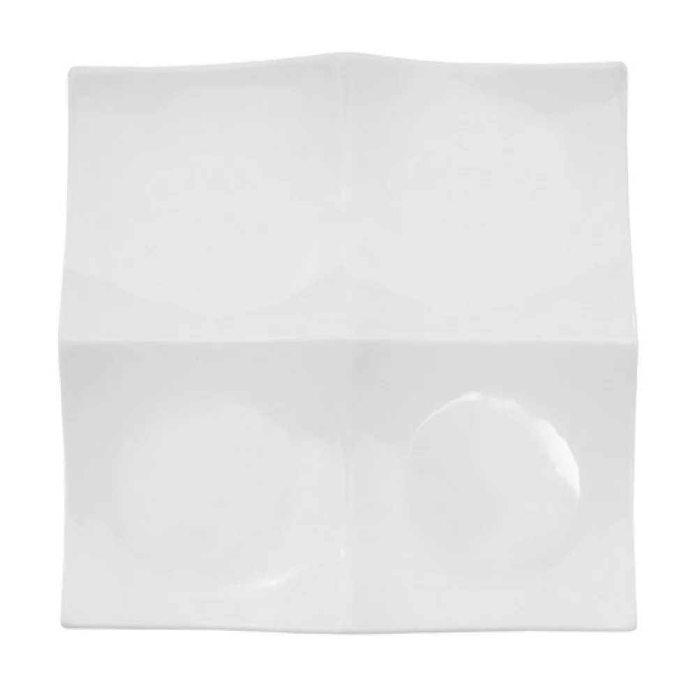 CAC China F-P16 10 Inch Square Divided Plate Porcelain 4 Compartment with Dishwasher and Oven Safe