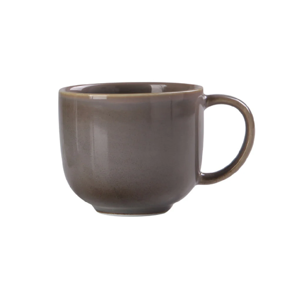 Yanco PK-001 8 Oz Peacock Coffee Cup with Handle Porcelain Glazed Grey