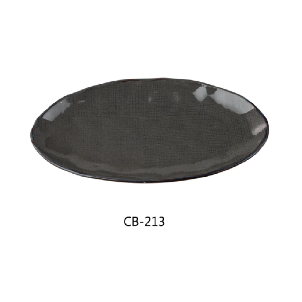 Yanco CB-213 9-1/8 Inch Cowboy Oval Plate China Dishwasher Safe Basket Weave Design