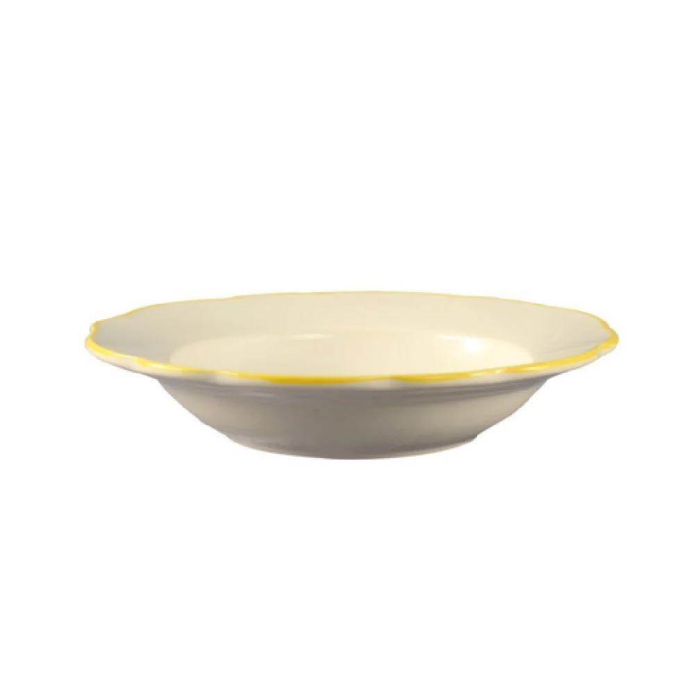 CAC China SC-105G 10 1/2 Inch Pasta Bowl 16oz Dishwasher Safe Gold Band CAC China SC-105G 10 1/2 Inch Pasta Bowl 16oz Dishwasher Safe Gold Band