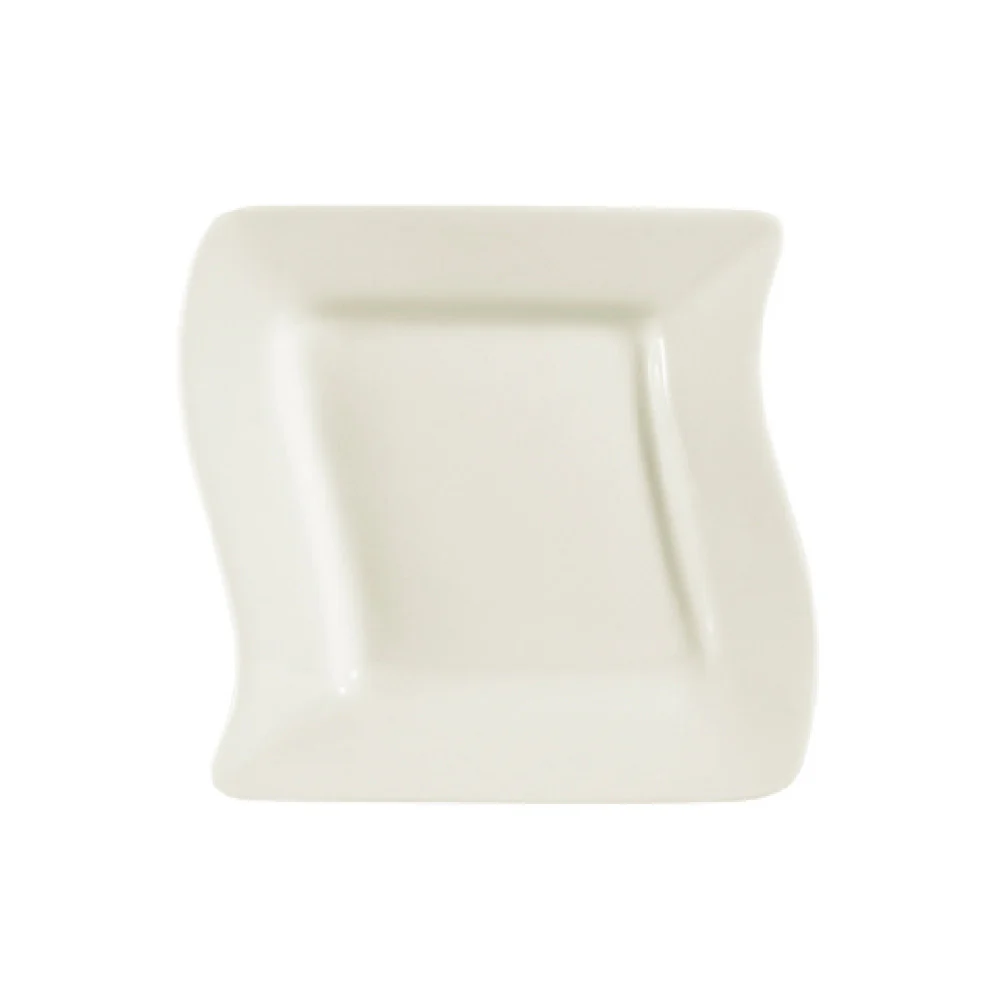 CAC China SOH-7 7-1/2 Inch Square Plate Wavy American White - 3 Dozen Packs