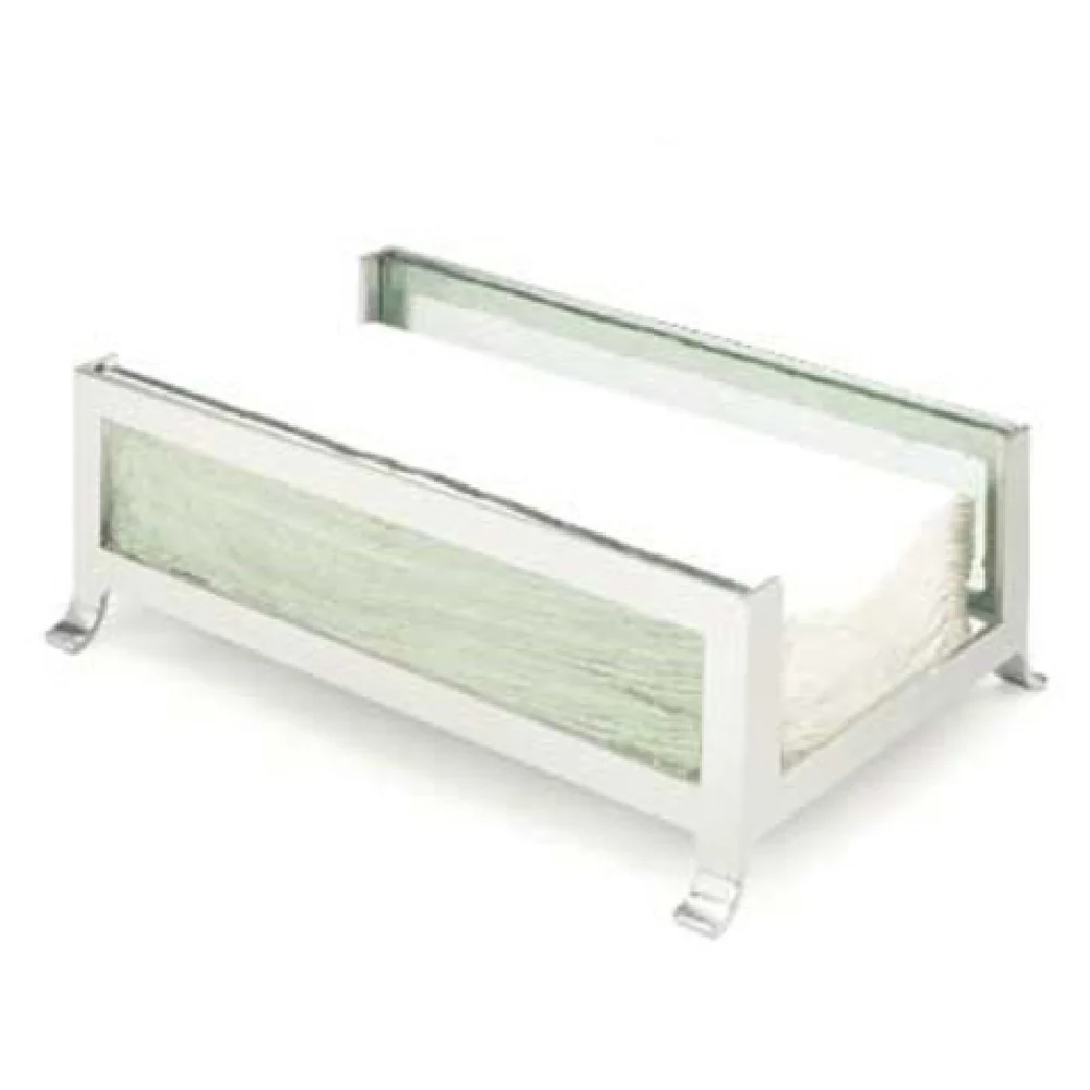 Cal Mil 1595-33 9-1/2 Inch Napkin Holder Frosted Glass Silver Metal