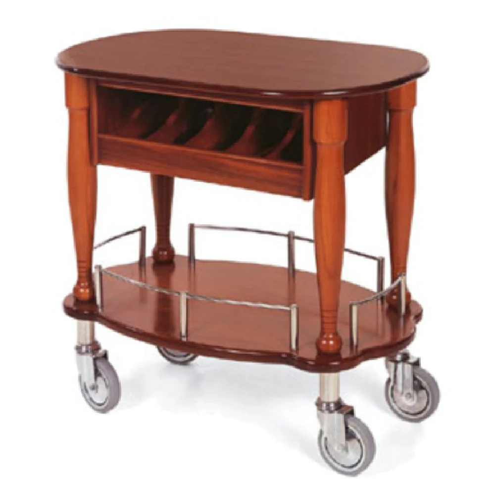 Lakeside 70036 33 Inch Gueridon Cart with Oval Shaped Top Beech Wood and Stainless Steel Lakeside 70036 33 Inch Gueridon Cart with Oval Shaped Top Beech Wood and Stainless Steel