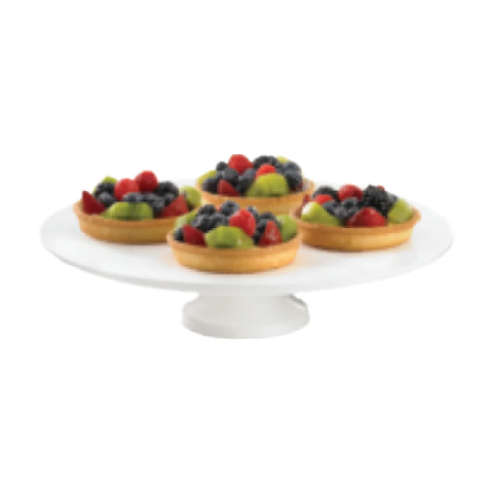 Tablecraft CW17005PB 13-1/2 Inch Diameter Cold Holding Round Platter Aluminum Pigeon Blue with Cake Stand