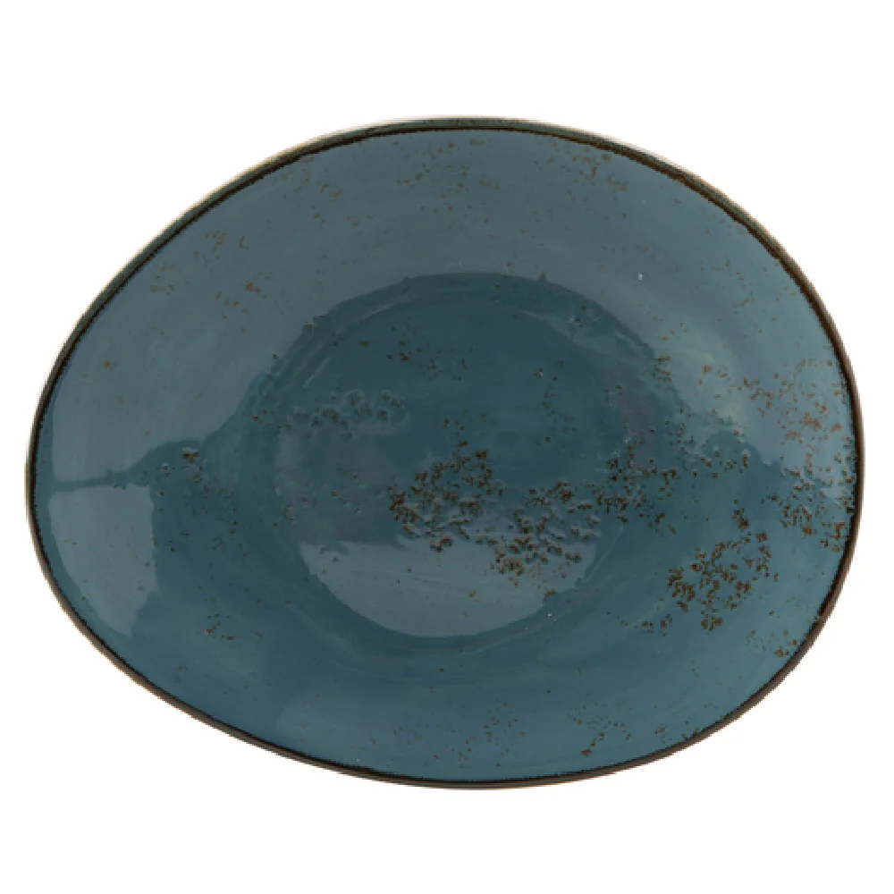 Tuxton GGE-651 10 Inch Elongated Plate with Lead-Free Porcelain Azure
