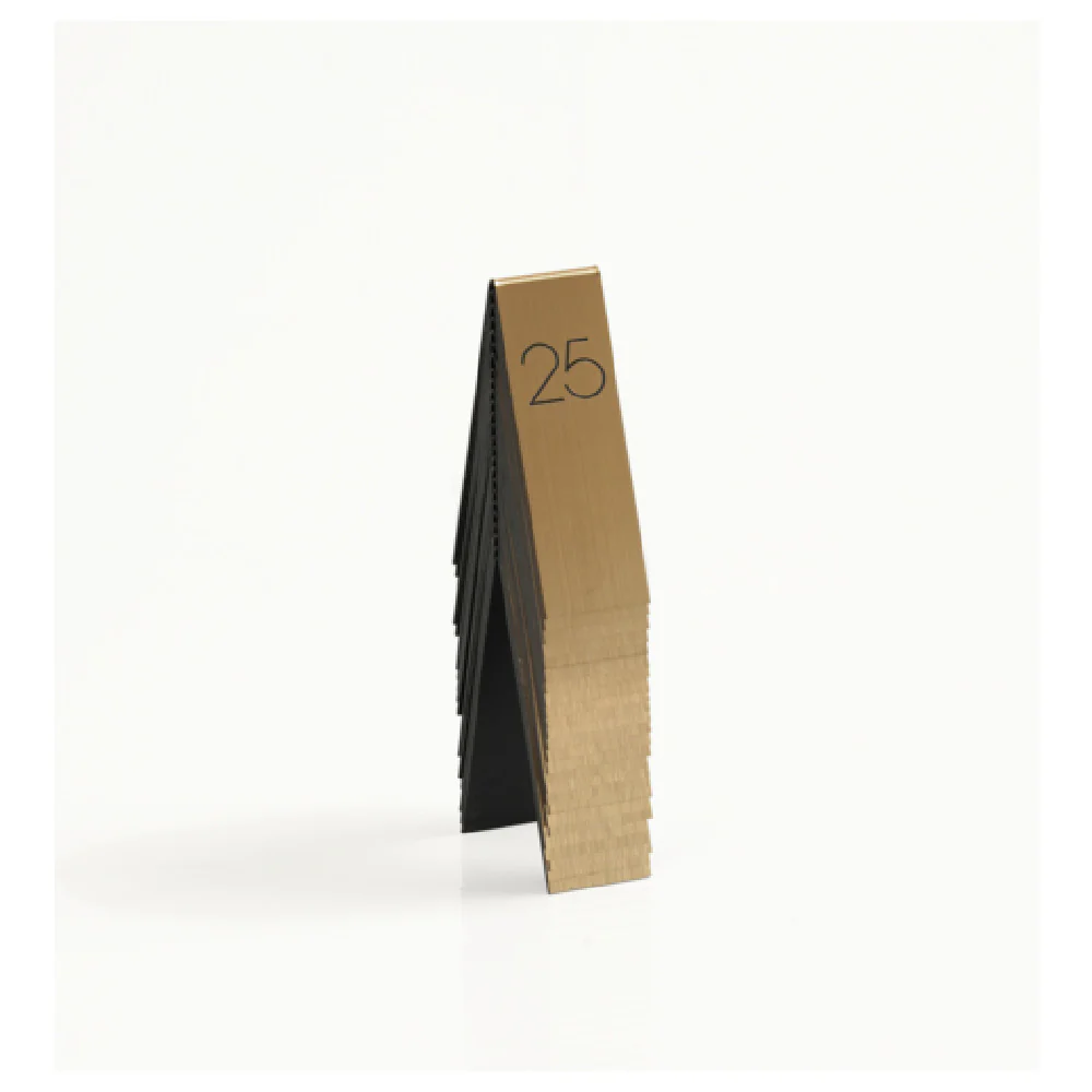 Cal Mil 22623A-11 1-3/4 Inch Engraved Number Tent Sign Gold and White Cal Mil 22623A-11 1-3/4 Inch Engraved Number Tent Sign Gold and White