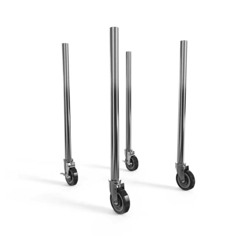 NBR Equipment LC-S4 5 Inch Diameter Stem Casters Set of 4 with Brakes Stainless Steel