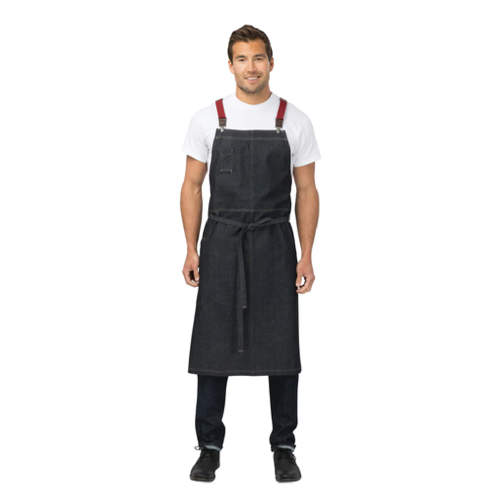 Chef Works ACS01IBL0 Bib Apron 39 Inch Width Indigo Blue with Pocket 100% Cotton