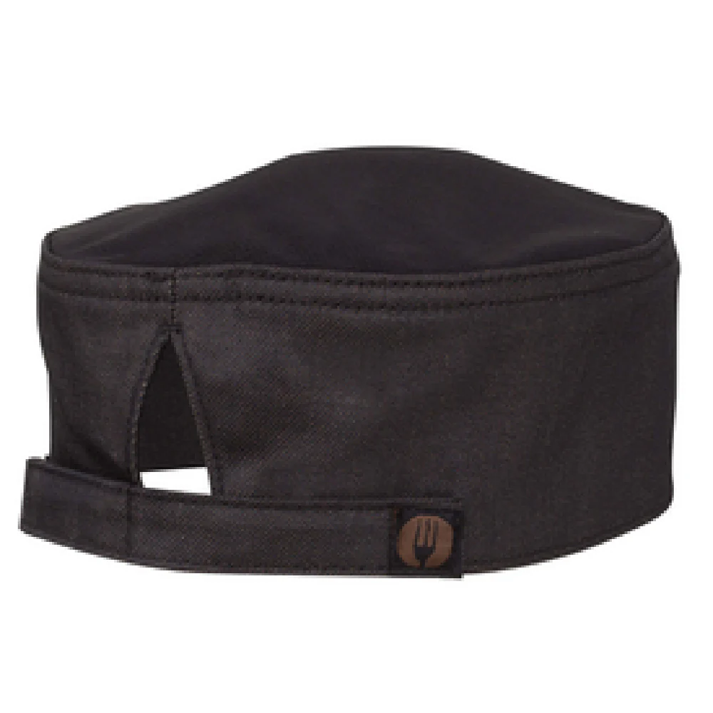 Chef Works HBWT011BNB0 Black-Brown Beanie Cotton Denim Adjustable Velcro Closure