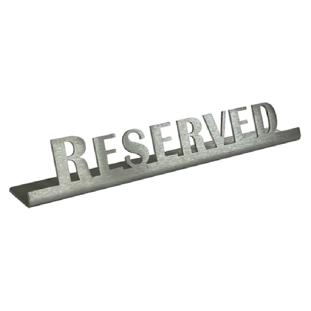 Service Ideas 1C-BF-RESERVED-SIGN 6-1/2 Inch Beverage ID Sign Metal Reserved Brushed Finish Service Ideas 1C-BF-RESERVED-SIGN 6-1/2 Inch Beverage ID Sign Metal Reserved Brushed Finish