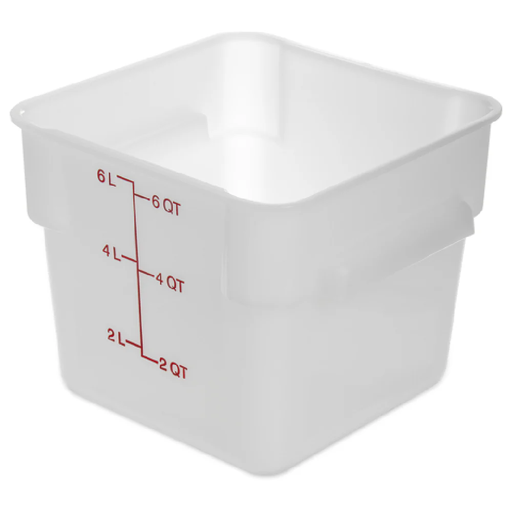 Carlisle 11962PE02 6 Quart Food Storage Container with Reinforced Stacking Lugs Polyethylene White Carlisle 11962PE02 6 Quart Food Storage Container with Reinforced Stacking Lugs Polyethylene White