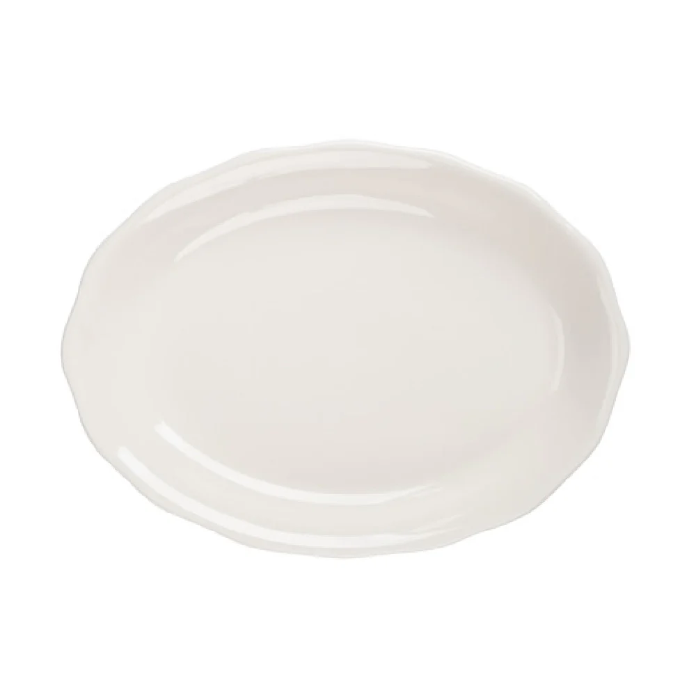 CAC China SC-13 8 Inch Scallop Edge Oval Platter Ceramic with Dishwasher Safe CAC China SC-13 8 Inch Scallop Edge Oval Platter Ceramic with Dishwasher Safe