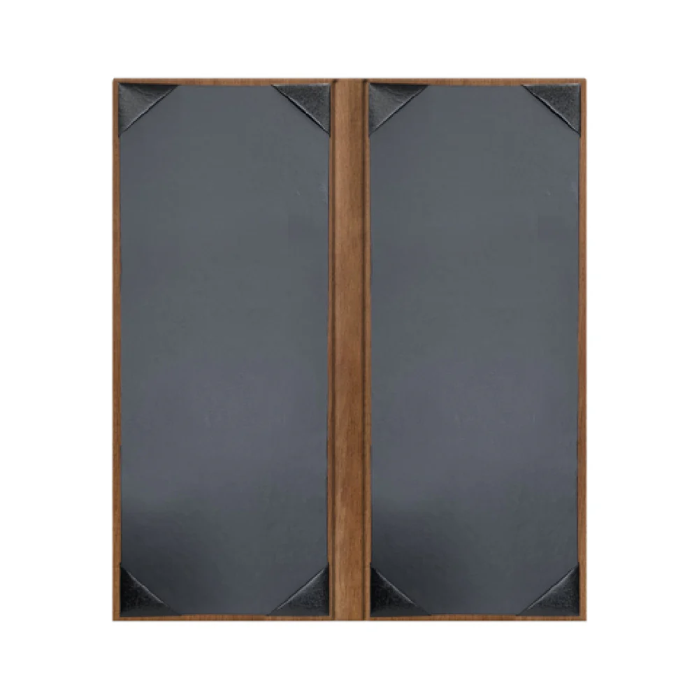 Risch SHERWOOD-2V 4.25 Inch Wood-like Menu Cover Double-Fold Black Cards Risch SHERWOOD-2V 4.25 Inch Wood-like Menu Cover Double-Fold Black Cards