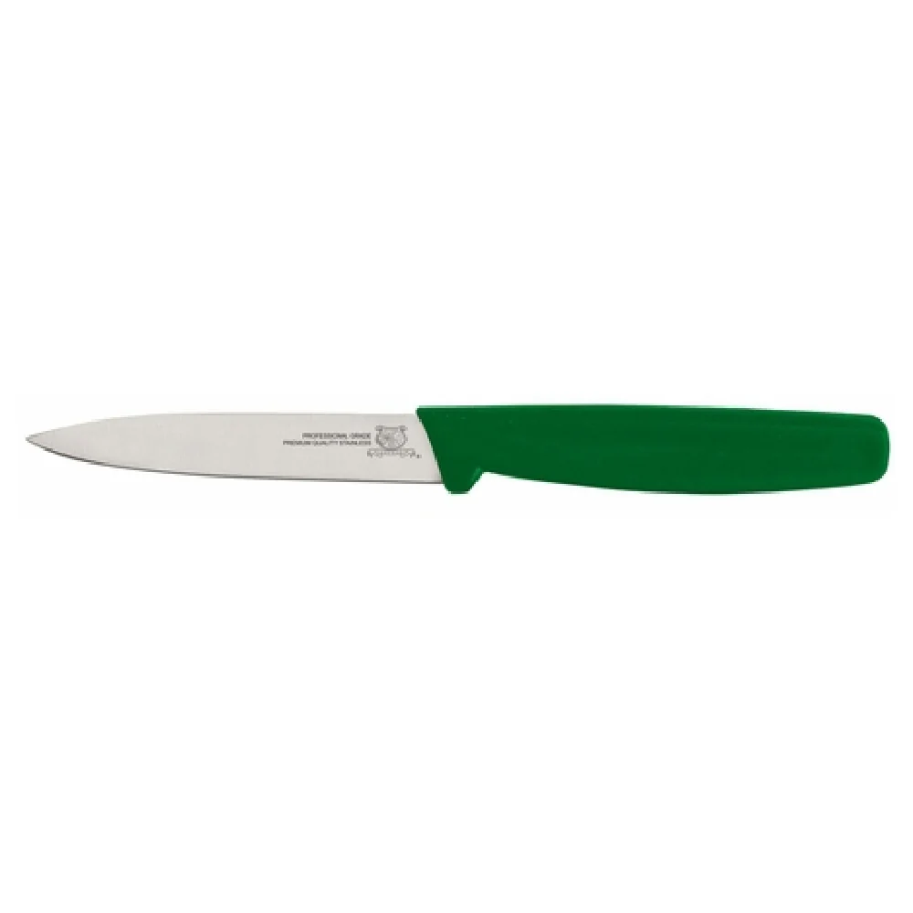 Omcan 11536 3-1/4 Inch Blade Stainless Steel Paring Knife with Green Handle Omcan 11536 3-1/4 Inch Blade Stainless Steel Paring Knife with Green Handle