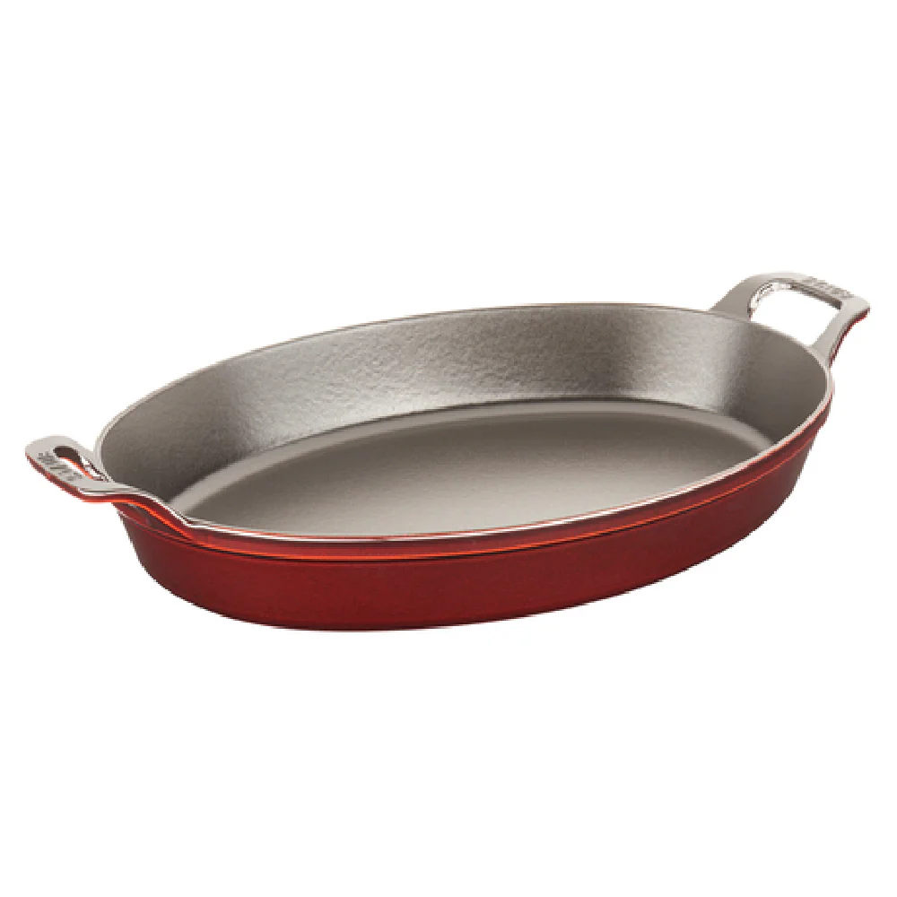 Zwilling 13003787 14 Inch Enameled Cast Iron Gratin Baking Dish with Handles Grenadine