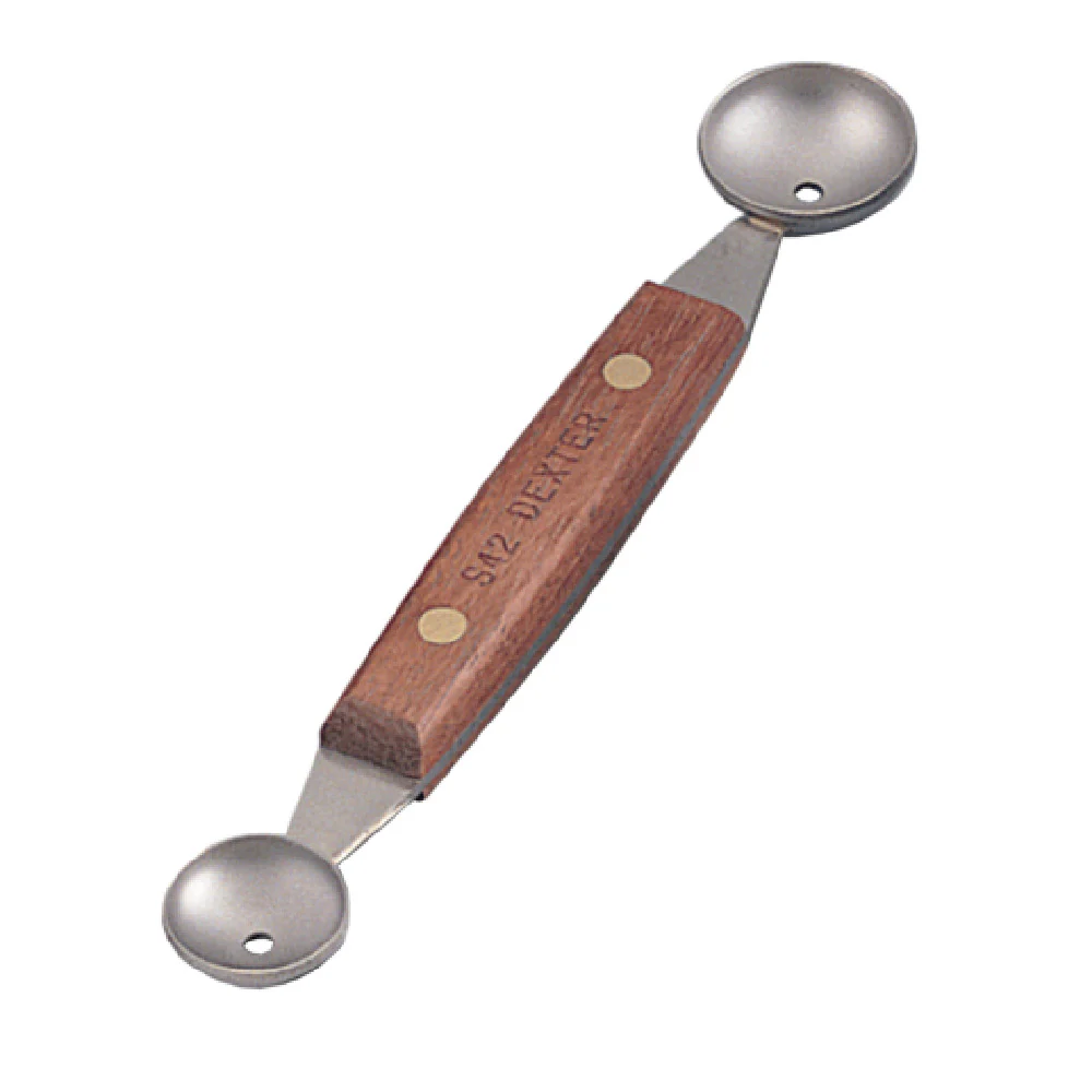 JB Prince D386 7 Inch Dexter Melon Baller 2-sided Stainless Steel Wood Handle