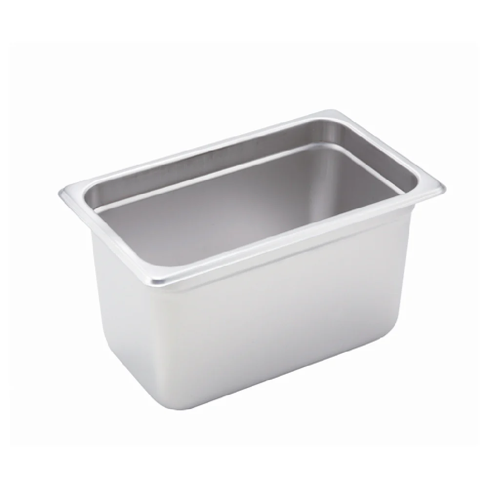 Winco SPJH-406 10 Inch Steam Table Pan 1/4 Size Heavy Weight Stainless Steel