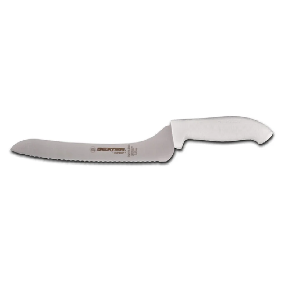 Dexter Russell SG163-9SC-PCP 9 Inch Offset Scalloped Sandwich Knife High-Carbon Steel White Rubber Handle