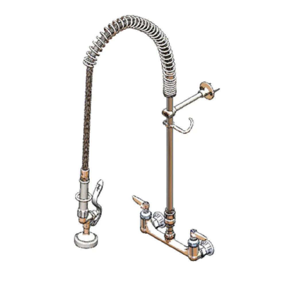 T&S Brass B-0133-V-B 8 Inch EasyInstall Pre-Rinse Faucet Assembly with Stainless Steel Hose