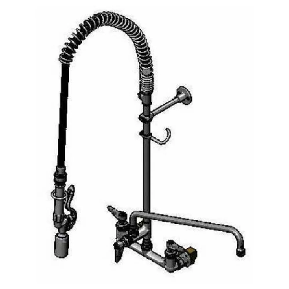 T&S Brass B-0133-18CRBJST 8 Inch Wall Mount Pre-Rinse Faucet Assembly with Stream Regulator