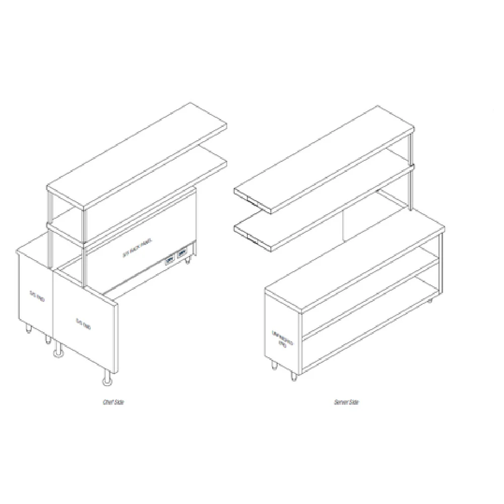 Randell RCL-74.5 74-1/2 Inch Modular Chef Service Counter with Plate Storage Cabinet and Overshelf