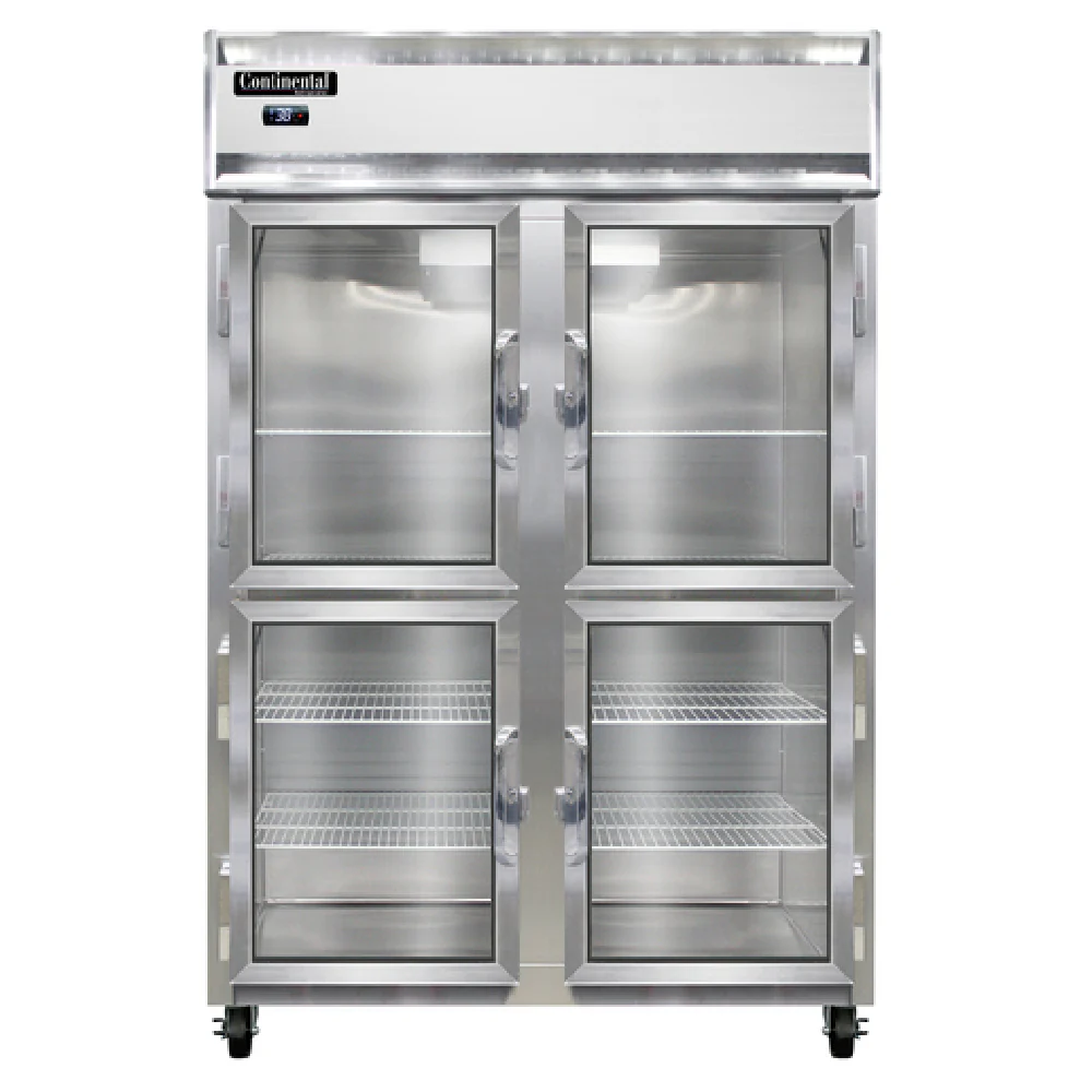 Continental Refrigerator 2RNGDHD 52 Inch Reach-In Display Refrigerator Two Section with Glass Doors