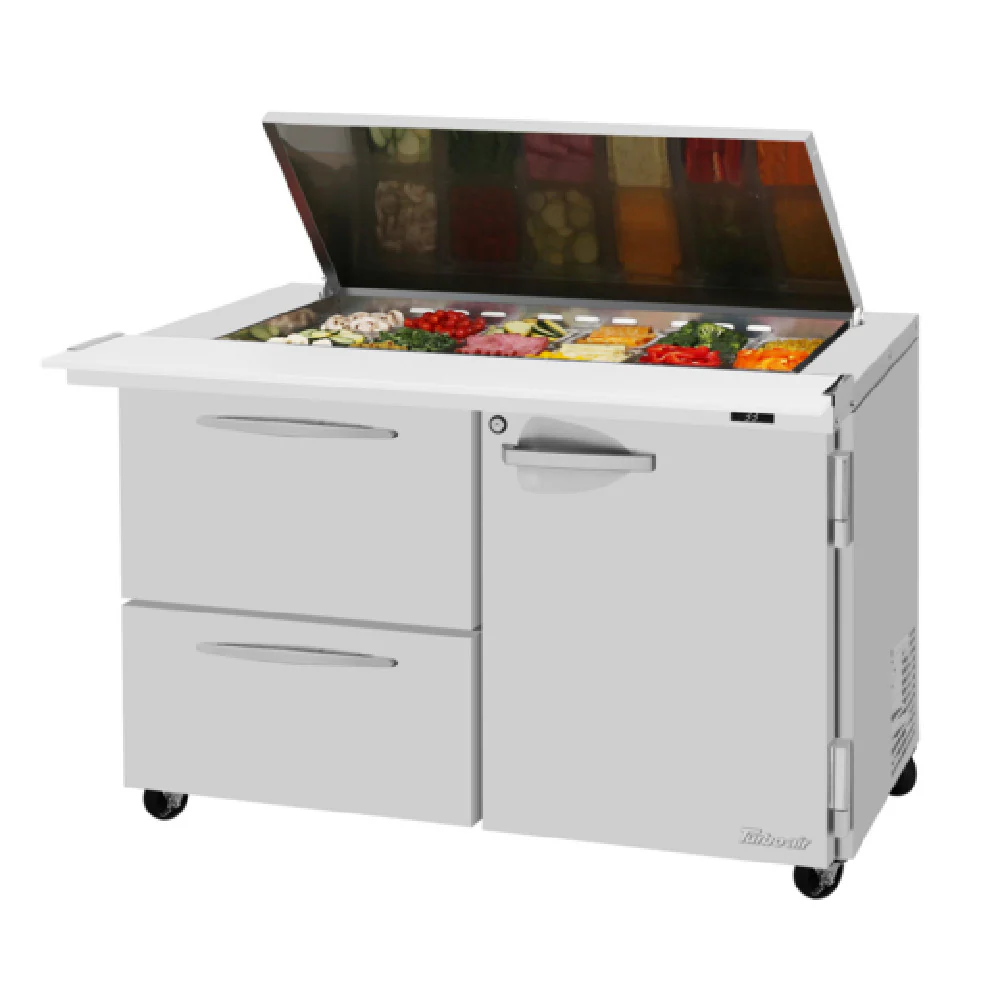 Turbo Air PST-48-18-D2R(L)-N-FL 48 Inch PRO Series Refrigerated Counter with Flat Lid Turbo Air PST-48-18-D2R(L)-N-FL 48 Inch PRO Series Refrigerated Counter with Flat Lid