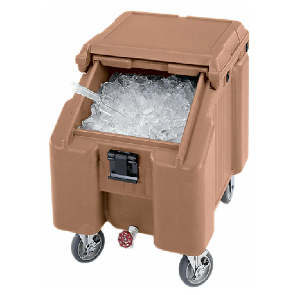 Cambro ICS100L4S157 22 Inch Plastic Mobile Ice Caddy 100 lb capacity Beige