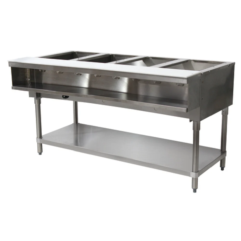 Advance Tabco WB-4G-NAT 62 Inch Water Bath Hot Food Table Gas with Undershelf 25000 BTU