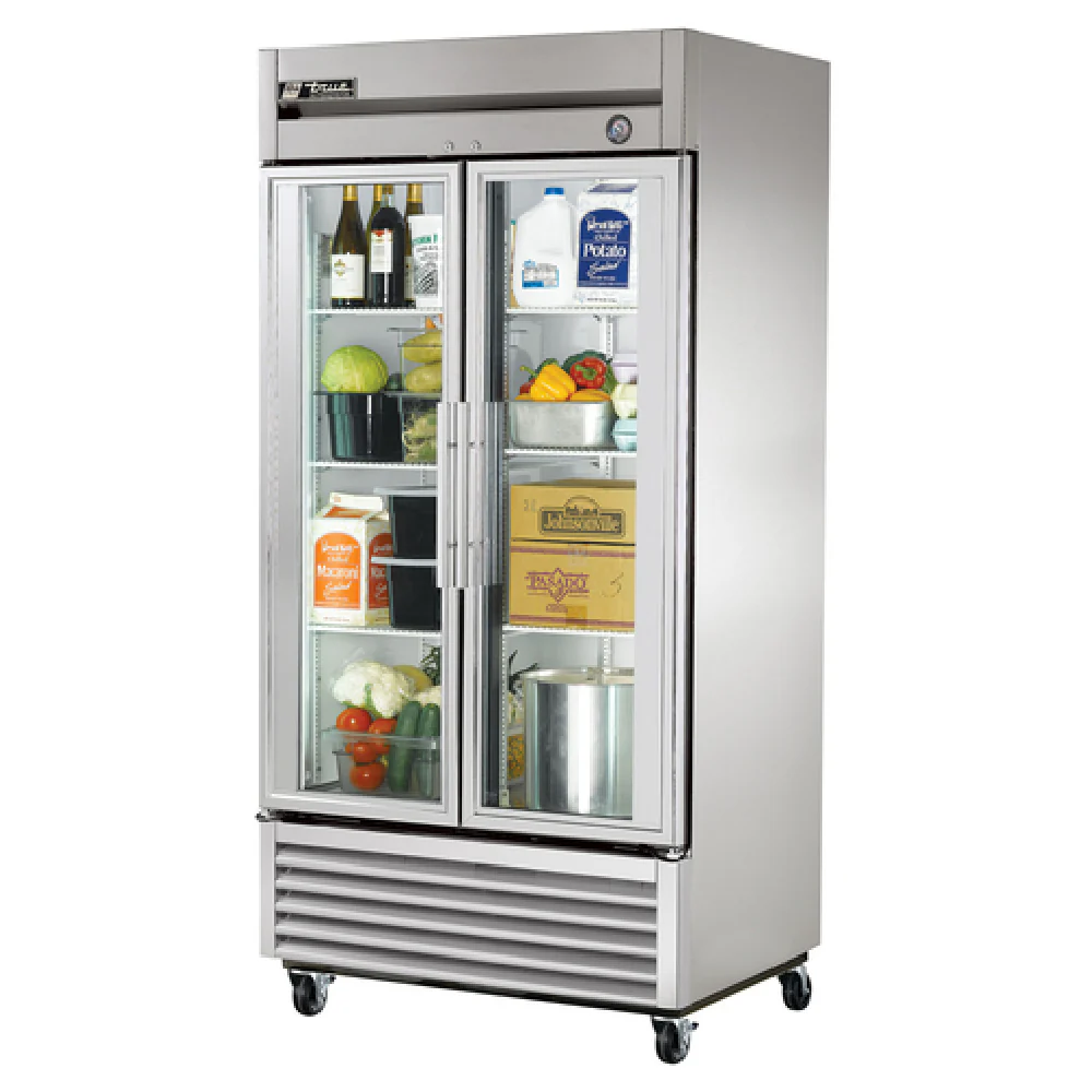 True Refrigeration T-35G-HC~FGD01 39 Inch Refrigerator Reach-in Two-section Glass Door with Adjustable Shelves True Refrigeration T-35G-HC~FGD01 39 Inch Refrigerator Reach-in Two-section Glass Door with Adjustable Shelves