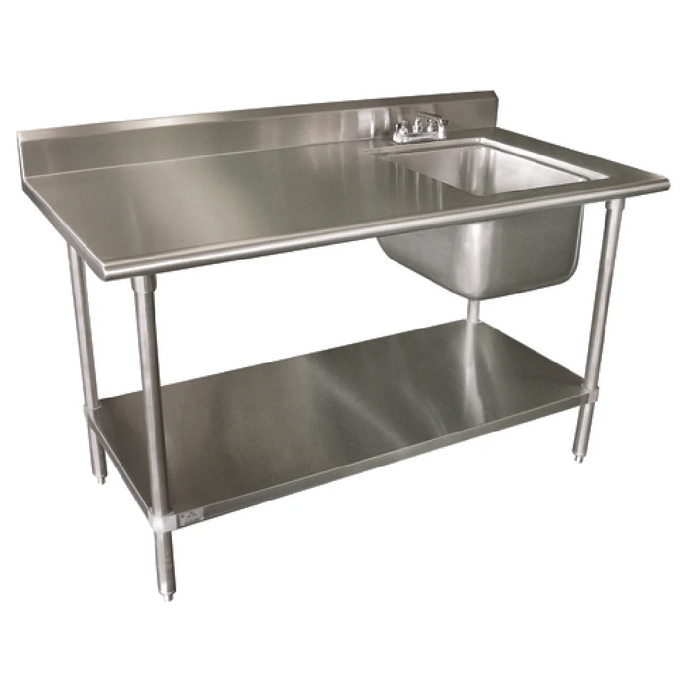 Advance Tabco KLAG-11B-304R-X 48 Inch Work Table with Prep Sink and Backsplash