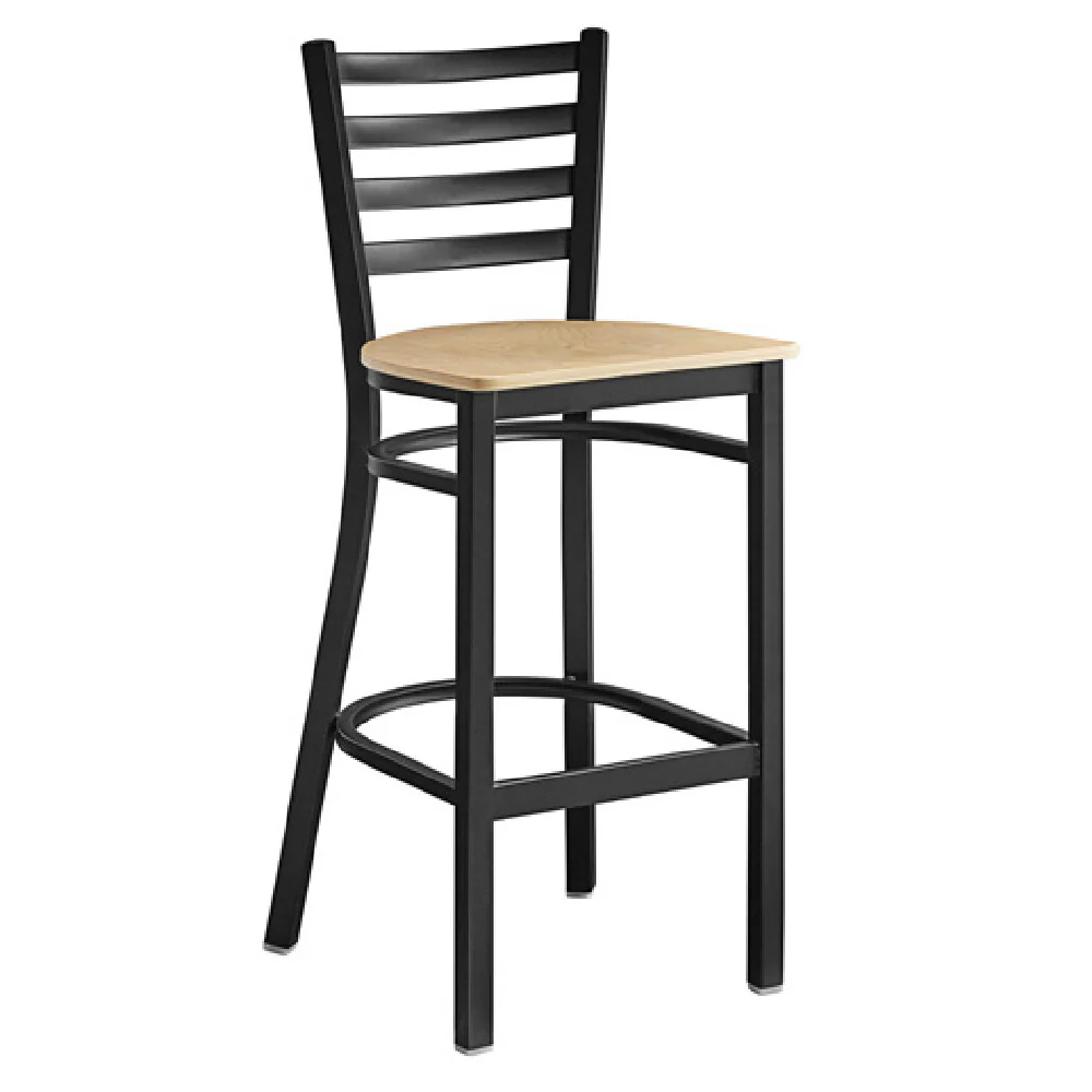 Omcan 47159 Bar Height Chair with Metal Ladder Back and Wood Seat