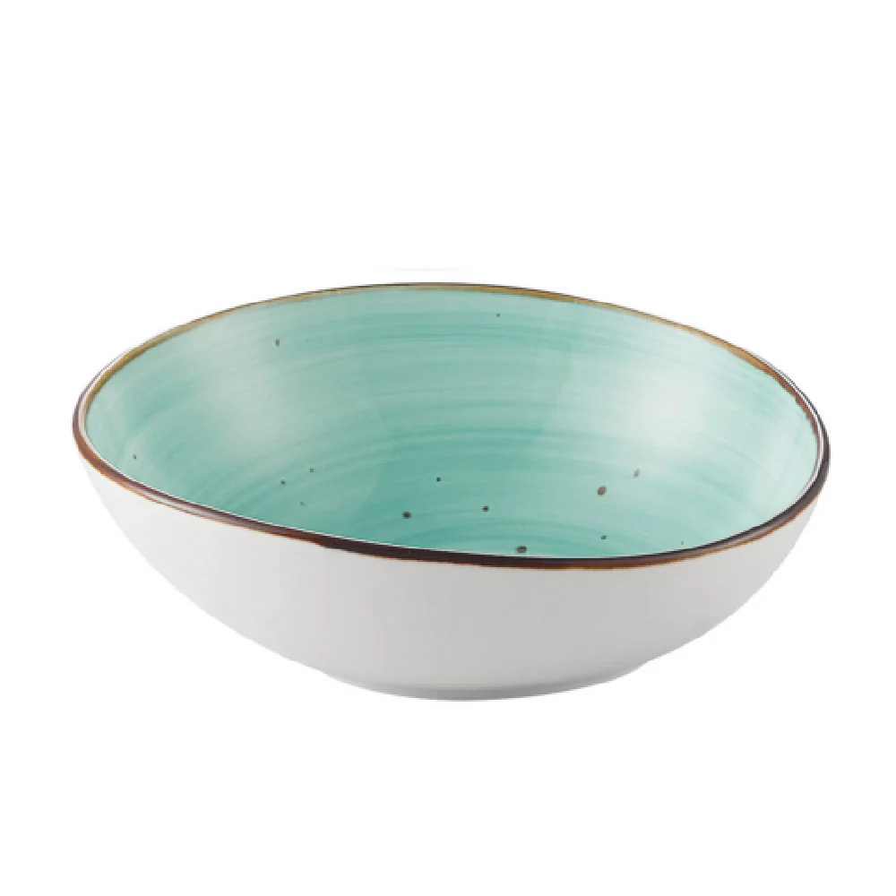 CAC China TUS-B7-TQS 20 Oz Irregular Round Bowl Porcelain Turquoise CAC China TUS-B7-TQS 20 Oz Irregular Round Bowl Porcelain Turquoise