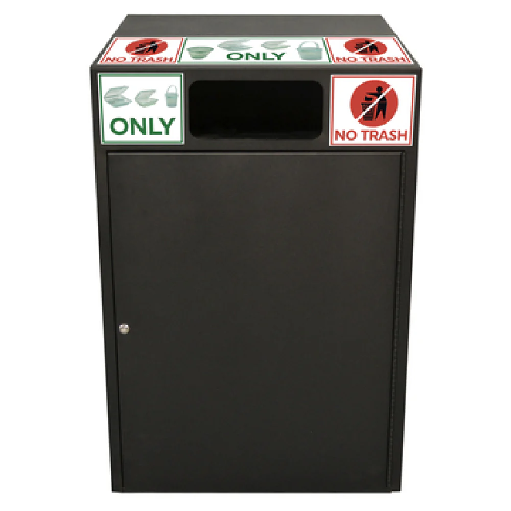 GET Enterprises BIN-1-BK 29 Inch Black Powder Coated Steel Trash Receptacle with Locking Door