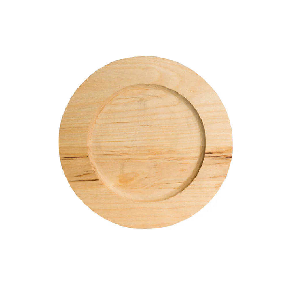 Steelite 7360MW101 6 Inch Round Wooden Tray Cast Iron with Creations