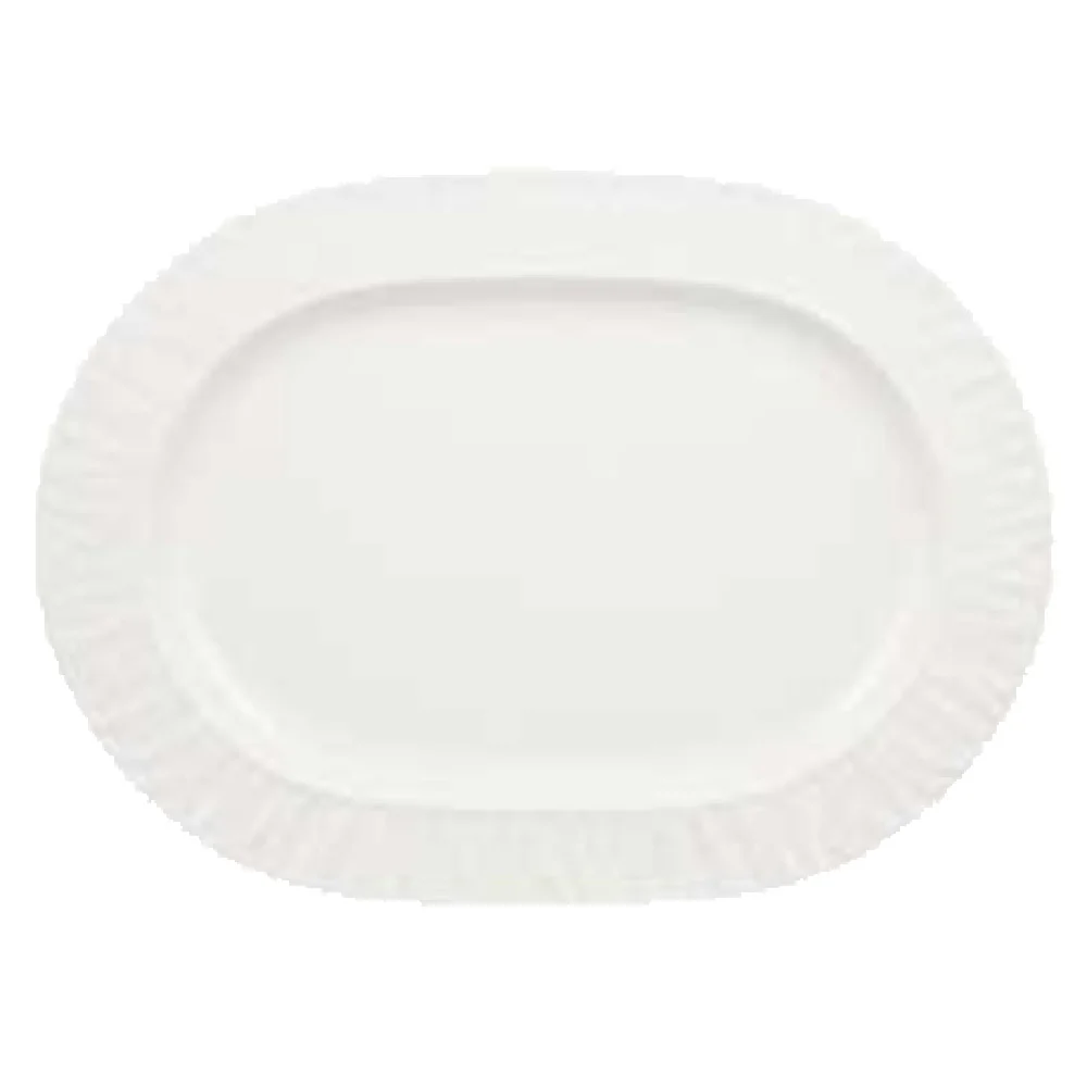 Vertex China GV-93-Y 11 Inch Oblong Platter Porcelain Embossed Bright White Vertex China GV-93-Y 11 Inch Oblong Platter Porcelain Embossed Bright White