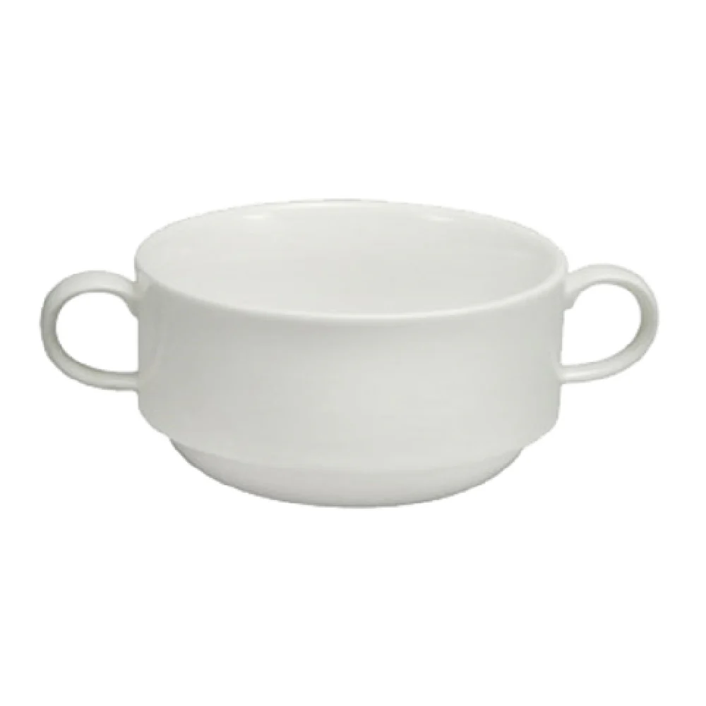 1880 Hospitality W6030000702 9-1/2 Oz Round Bouillon Double Handled Porcelain Warm White