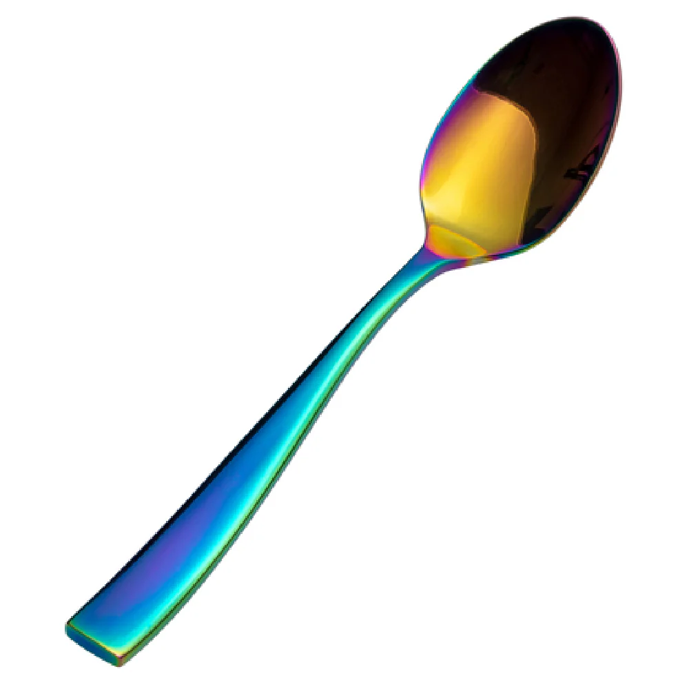 Bon Chef S3003RB 7-3/4 Inch Soup Dessert Spoon PVD Coated Rainbow 18/10 Stainless Steel