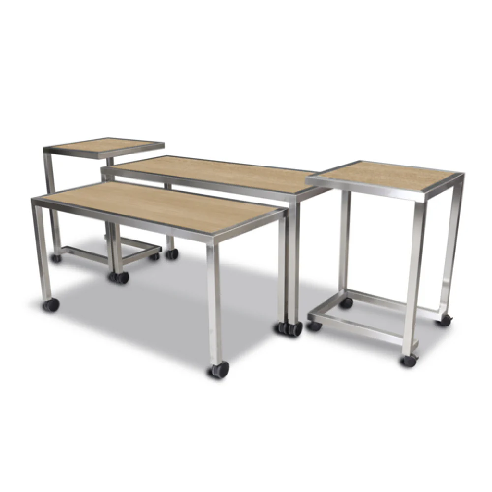 Forbes Industries 7407HD 72 Inch Table with Stainless Steel and Acacia Driftwood