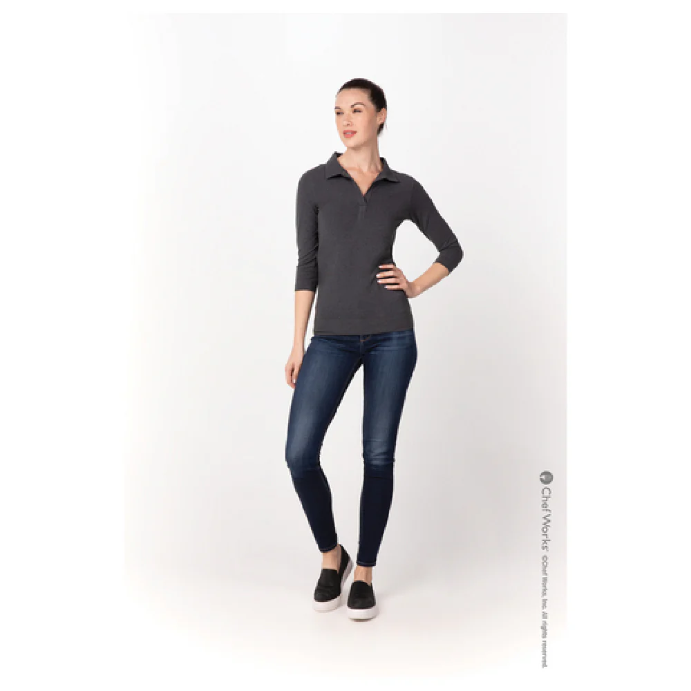 Chef Works TSWOCHR3XL Women's Definity Shirt 3/4 Sleeve V-neck Charcoal Chef Works TSWOCHR3XL Women's Definity Shirt 3/4 Sleeve V-neck Charcoal