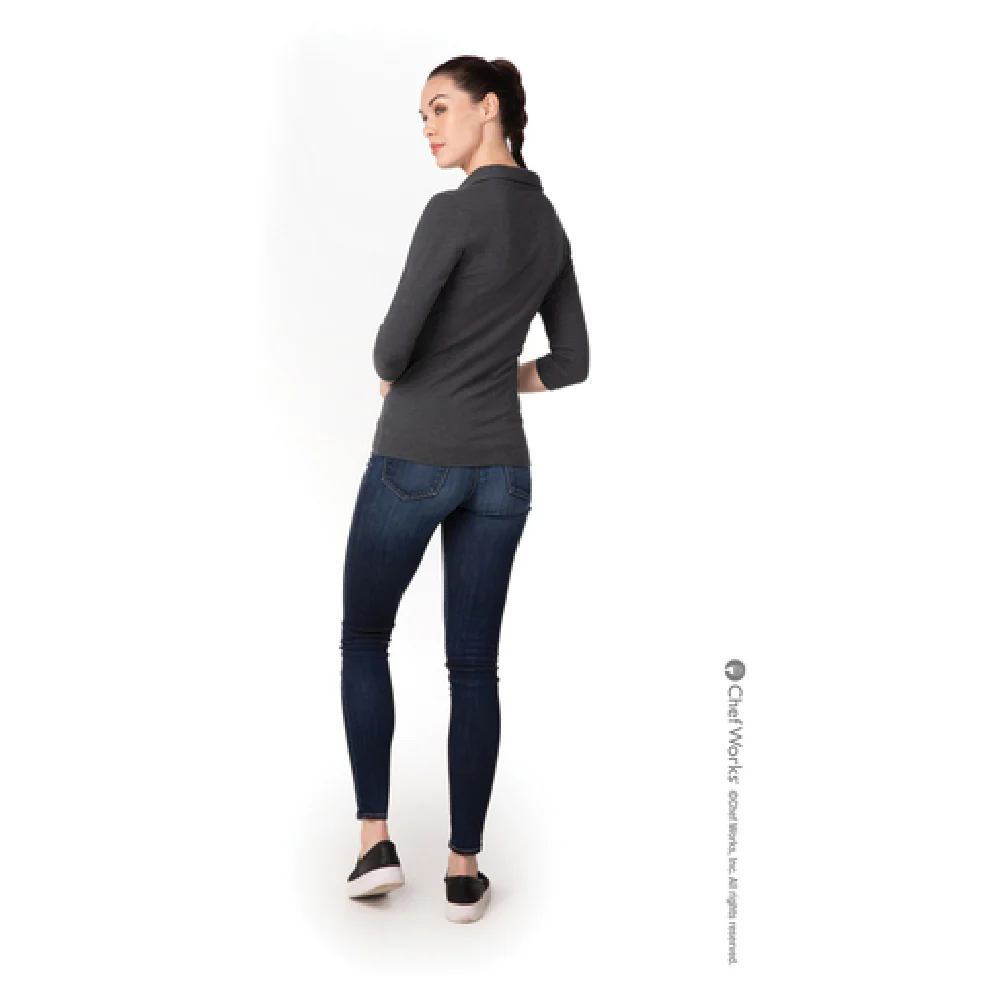 Chef Works TSWOCHR3XL Women's Definity Shirt 3/4 Sleeve V-neck Charcoal Chef Works TSWOCHR3XL Women's Definity Shirt 3/4 Sleeve V-neck Charcoal