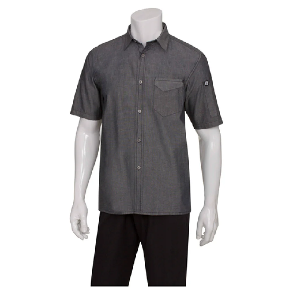Chef Works SKS002BLK3XL Cook's Shirt 3XL Short Sleeve Black Cotton with Thermometer Pockets Chef Works SKS002BLK3XL Cook's Shirt 3XL Short Sleeve Black Cotton with Thermometer Pockets
