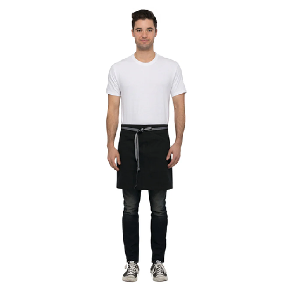 Chef Works AHS01JBK0 28 Inch Black Half Length Waist Apron with Pockets 100 Percent Cotton Chef Works AHS01JBK0 28 Inch Black Half Length Waist Apron with Pockets 100 Percent Cotton