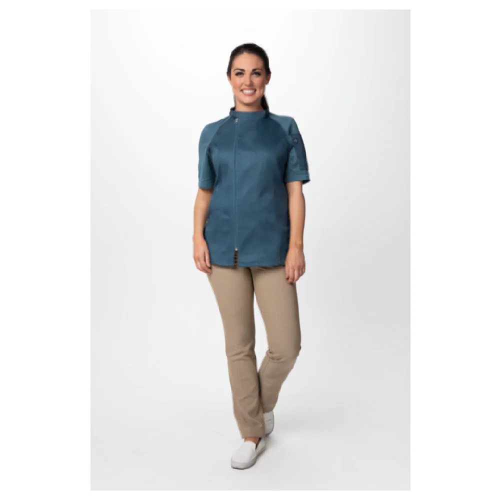 Chef Works CBZ03W-TEA-2XL 37 Inch Women's Chef Coat with Raglan Short Sleeve Teal