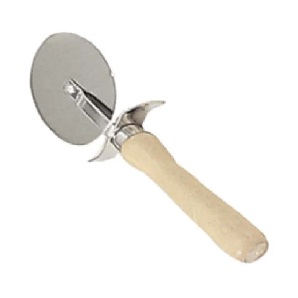 Admiral Craft TPC-4 4 Inch Diameter Wheel Pizza Cutter with Finger Guard Wood Handle Stainless Steel