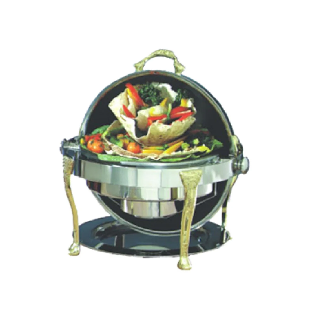 Bon Chef 17000 2 Gallon Round Chafer Dripless Water Pan Stainless Steel with Brass Legs Bon Chef 17000 2 Gallon Round Chafer Dripless Water Pan Stainless Steel with Brass Legs