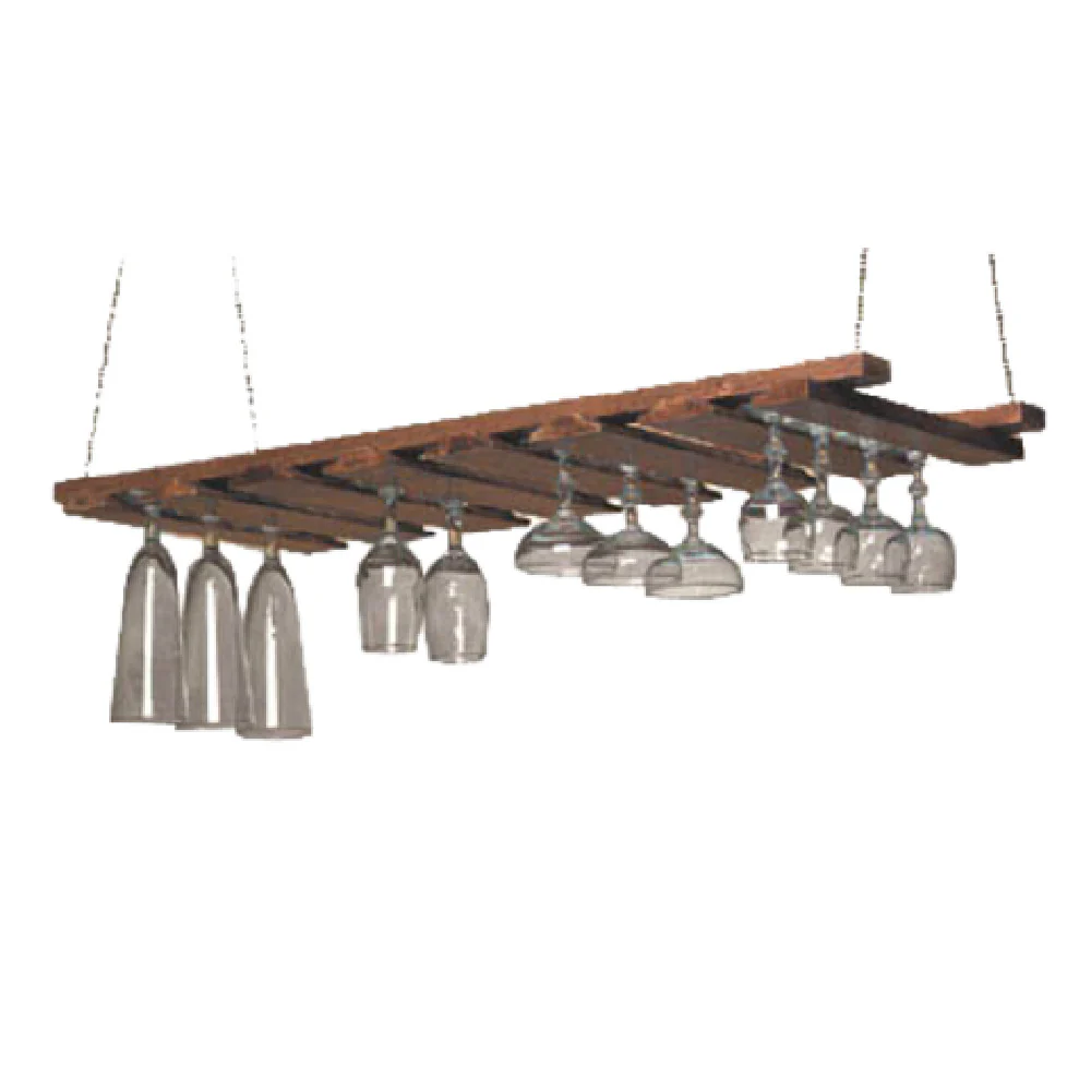 American Metalcraft GR1435 35 Inch Hanging Glass Rack Walnut Wood Finish American Metalcraft GR1435 35 Inch Hanging Glass Rack Walnut Wood Finish