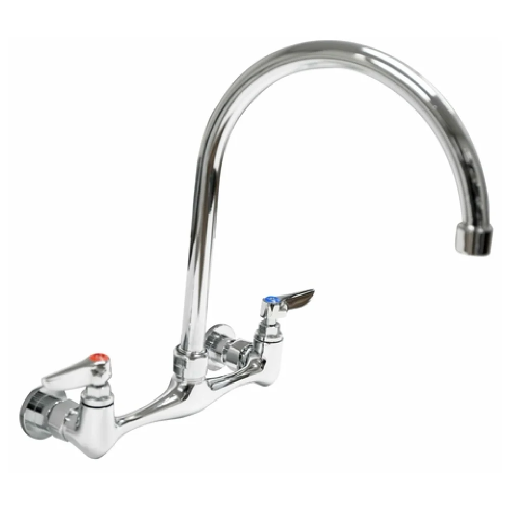 Optional 8 Inch Center Wall Mount Stainless Steel Gooseneck Faucet, Omcan 22289 Optional 8 Inch Center Wall Mount Stainless Steel Gooseneck Faucet, Omcan 22289
