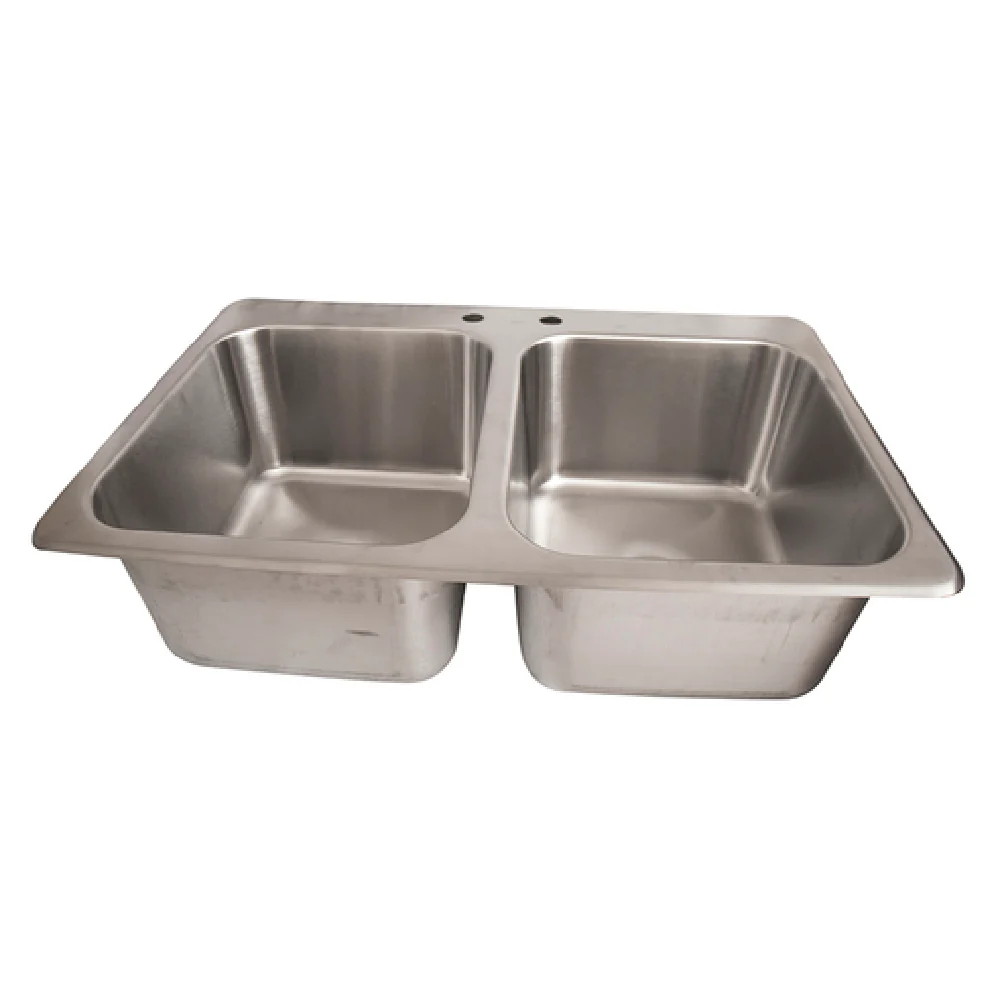 BK Resources DDI2-14161024-P-G 31 Inch Drop-In Sink Two Compartment Stainless Steel with Faucet and Basket Drains BK Resources DDI2-14161024-P-G 31 Inch Drop-In Sink Two Compartment Stainless Steel with Faucet and Basket Drains